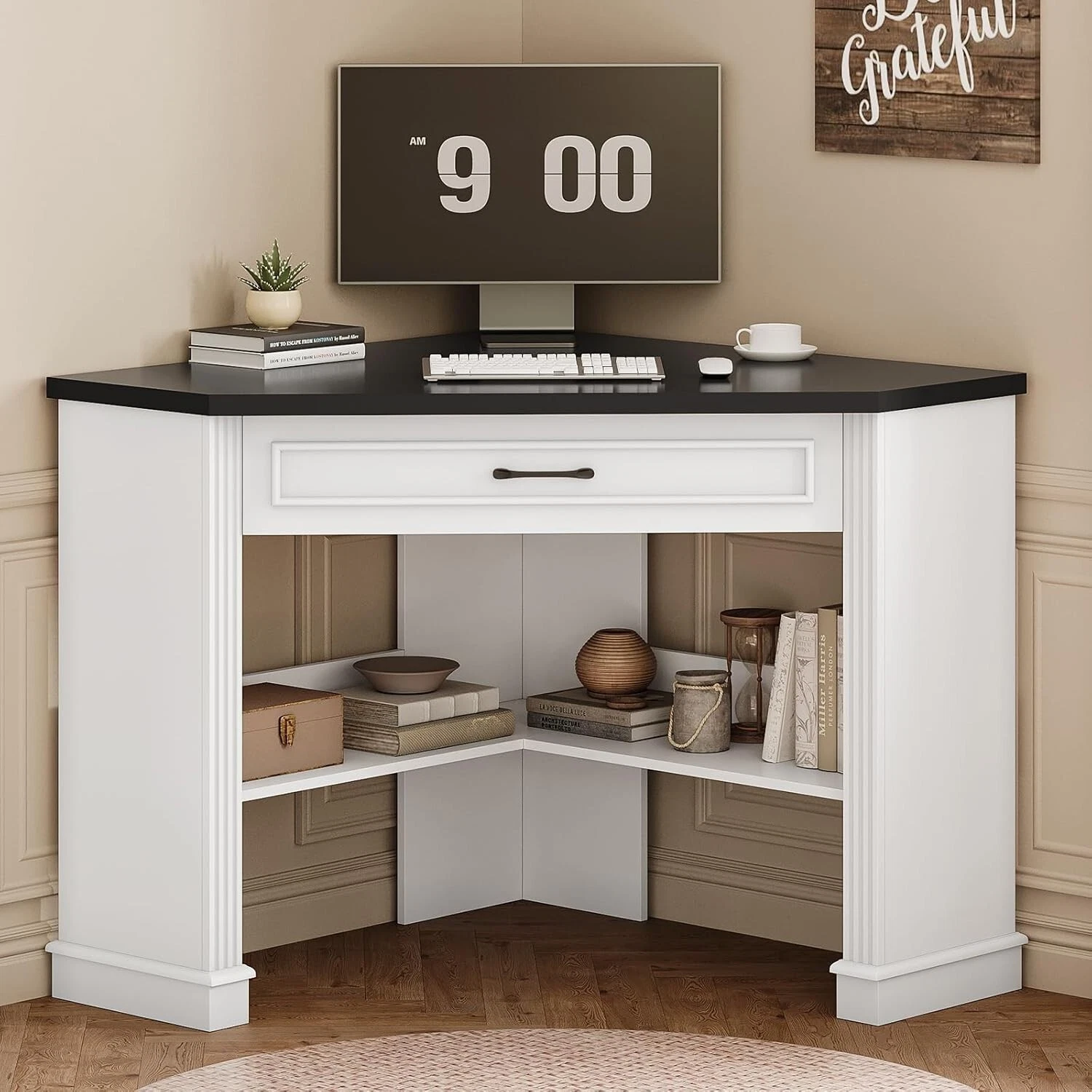 31.5" Corner Desk for Small Space, Farmhouse Corne